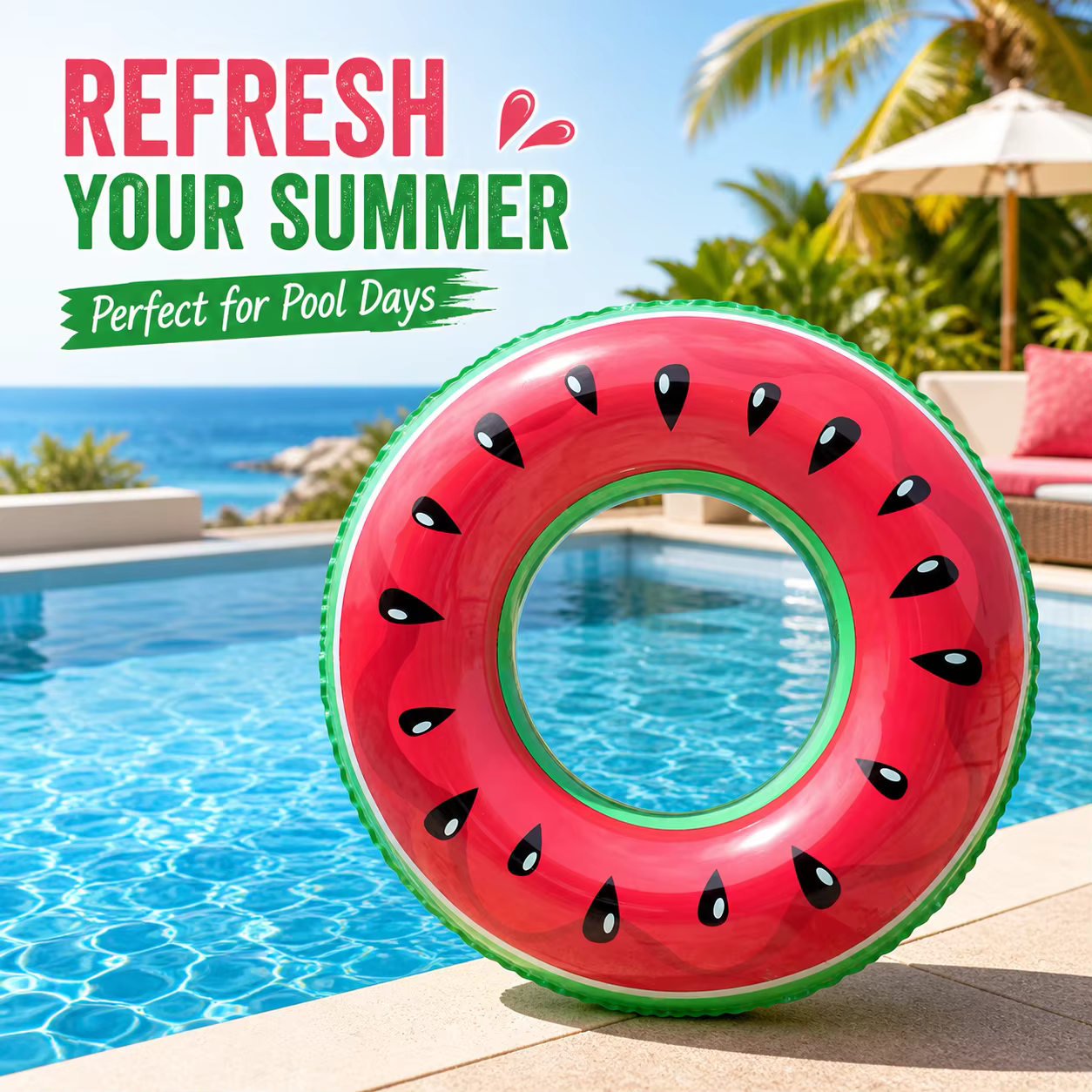 1 pièce Bouée gonflable en forme de pastèque pour piscine