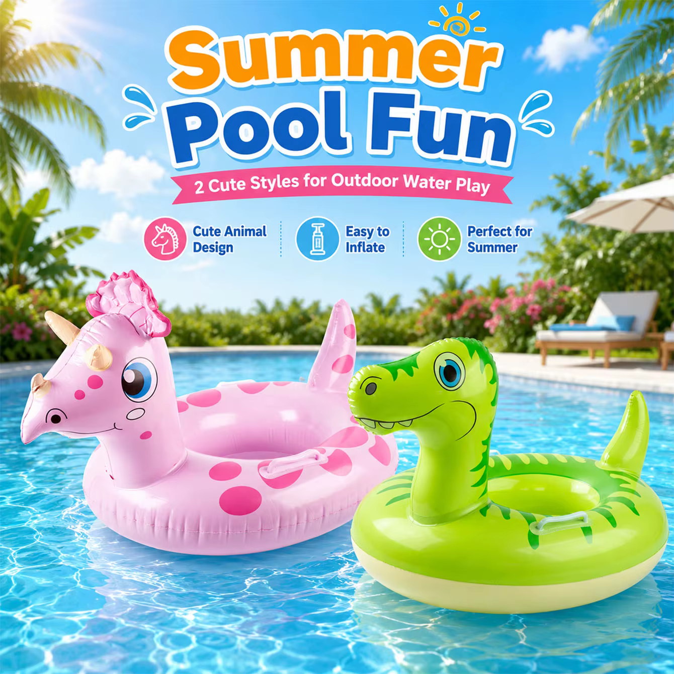 Flotteurs de piscine gonflables en forme de dinosaure