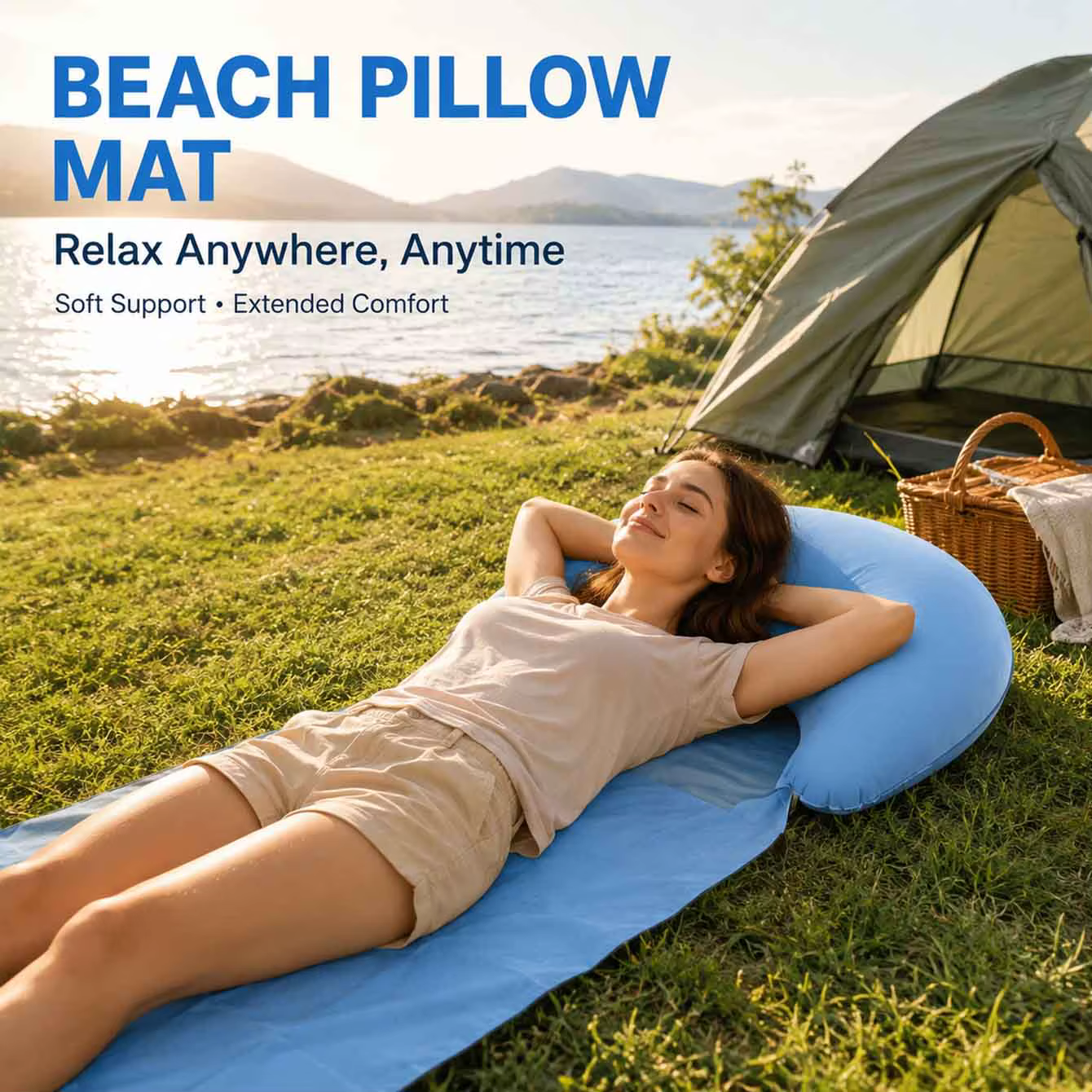 1 tapis de plage avec oreiller gonflable
