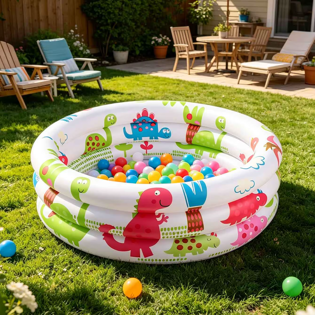 Piscine gonflable ronde à motif dinosaure