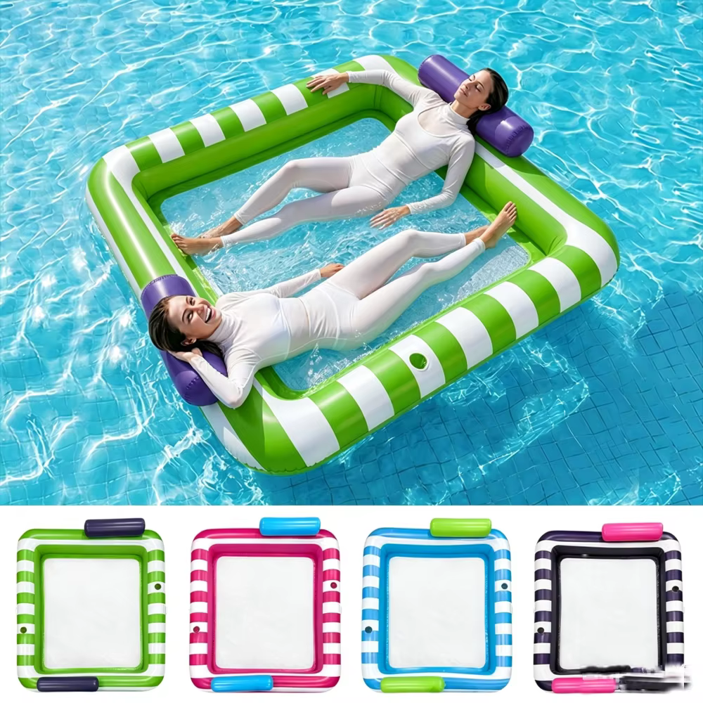 1 pièce Matelas flottant gonflable rayé pour piscine