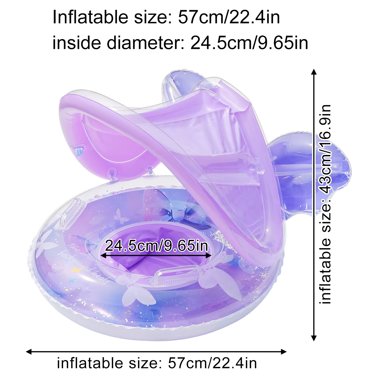 1 flotteur de piscine, flotteur de piscine avec auvent et siège, bouée gonflable avec poignées et support dorsal pour piscine, jusqu'à 77 lb