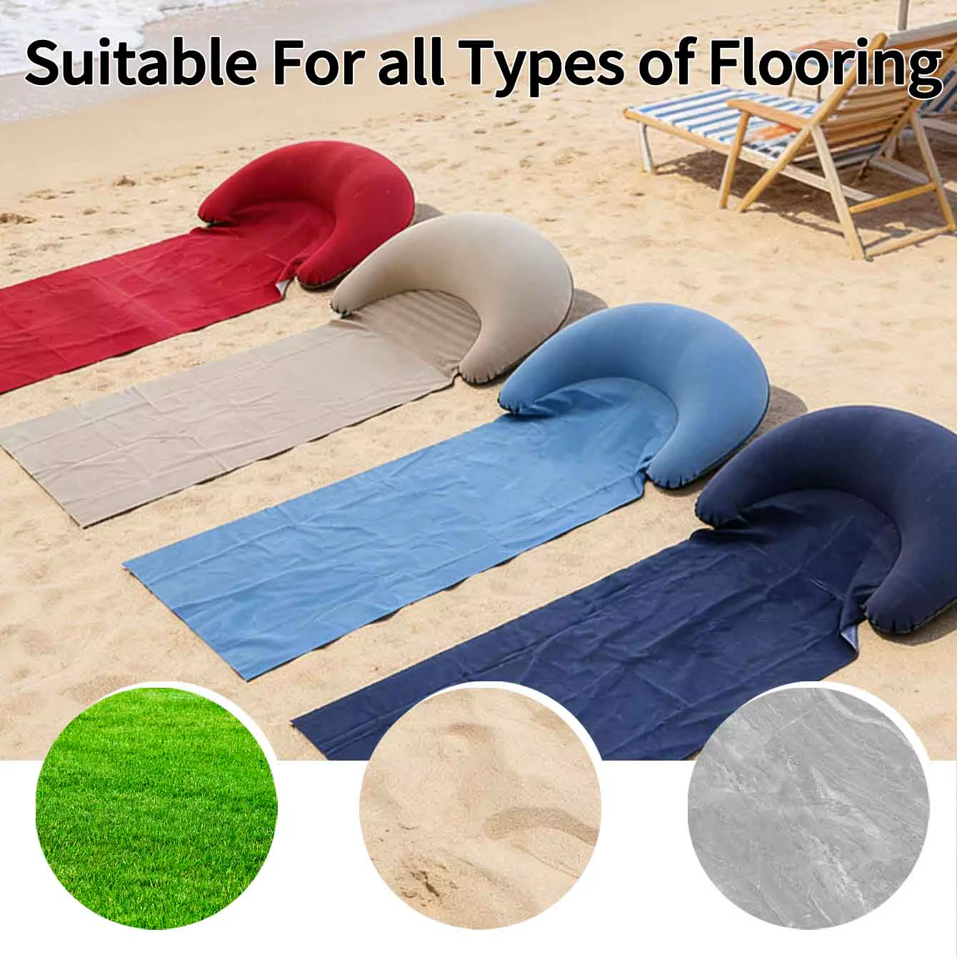 1 tapis de plage avec oreiller gonflable