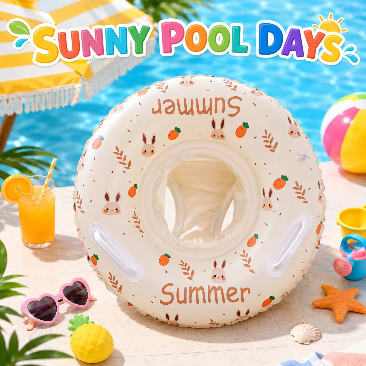 1PC Bouée de natation, Siège de piscine gonflable avec poignées