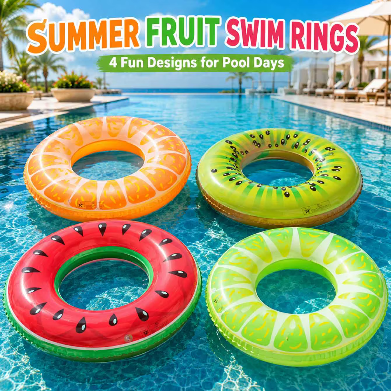 1PC Bouée gonflable pour piscine en forme de fruits