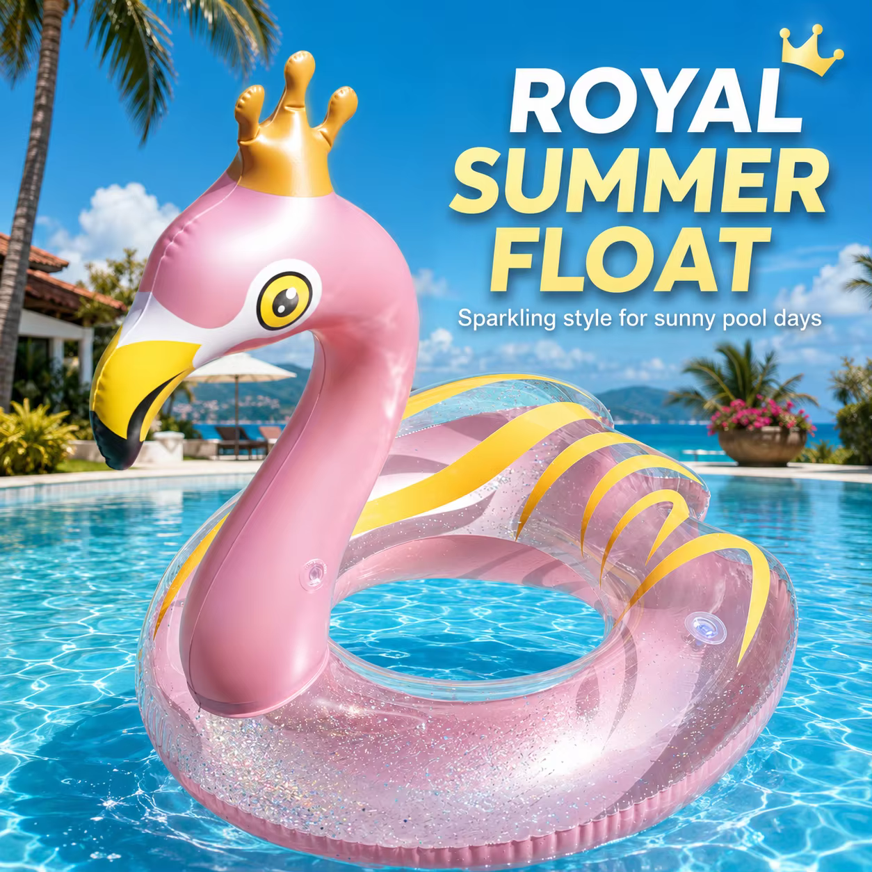 1 pièce Bouée gonflable Flamant rose/cygne avec couronne