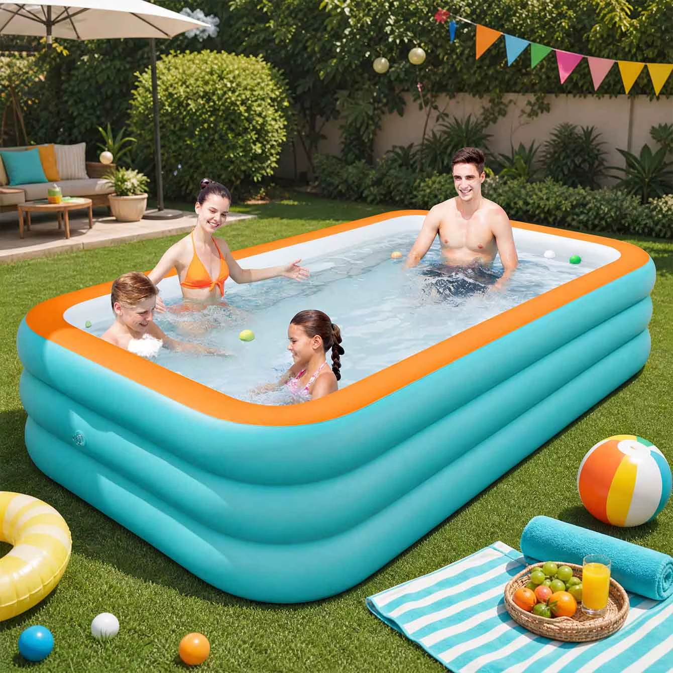 Grand ensemble de piscine gonflable