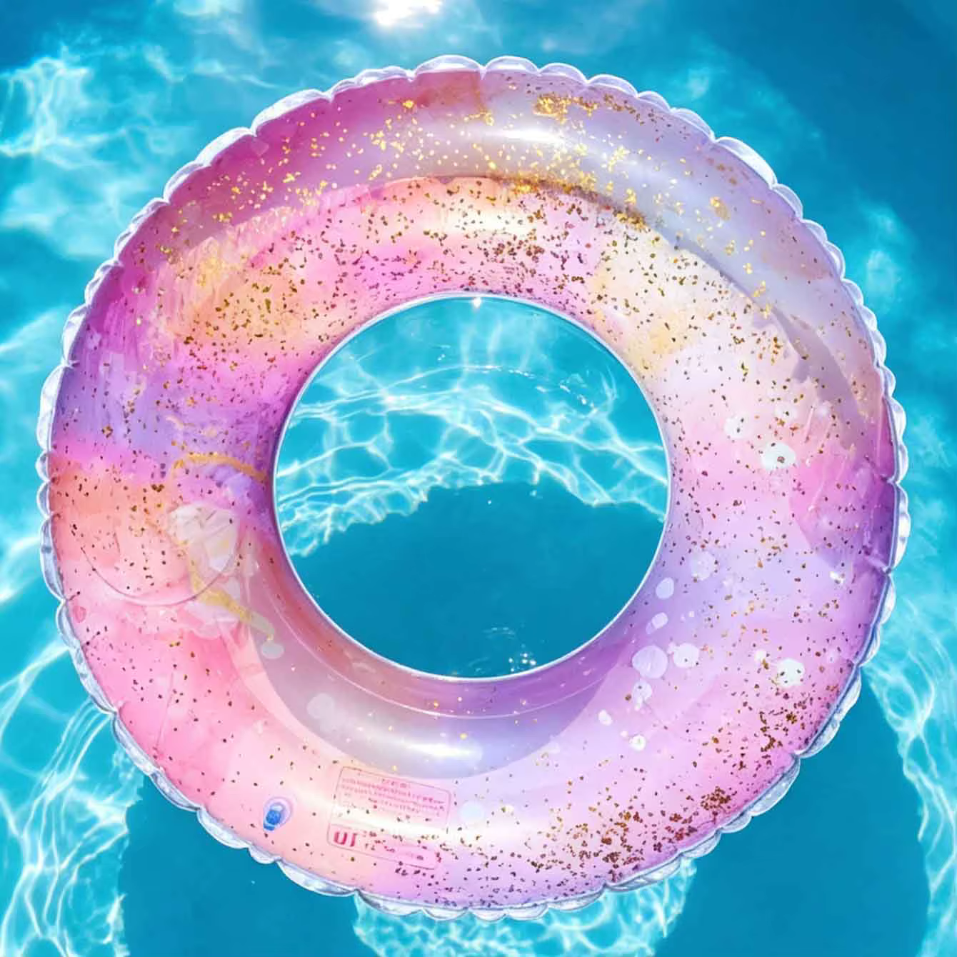 1PC Bouée de natation gonflable en PVC rose scintillante pour piscine