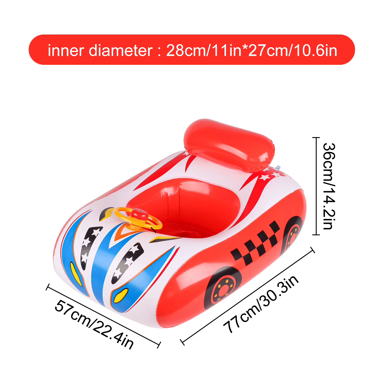 1PC Flotteur gonflable pour piscine en forme de voiture avec volant et dossier