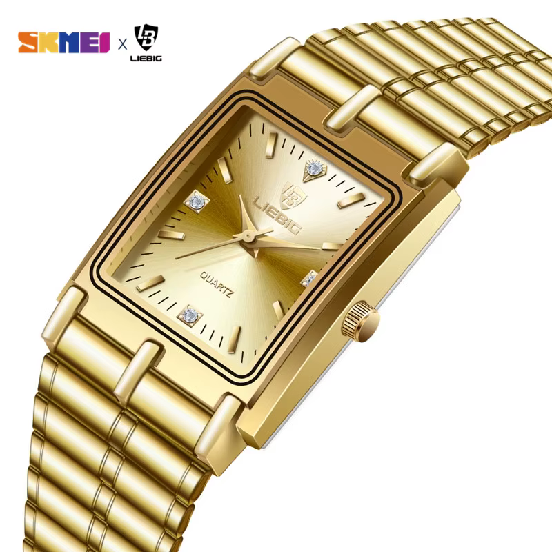Montres-bracelets LIEBIG de luxe en acier doré pour femme et homme, montre à quartz dorée pour hommes et femmes, Relogio Masculino
