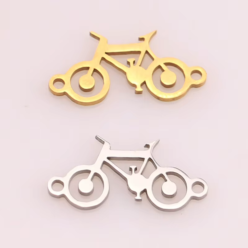 Collier à breloques en acier inoxydable pour femmes et hommes, 5 pièces, vélo classique, couleur or/acier, pendentif ras du cou, bijoux de fiançailles