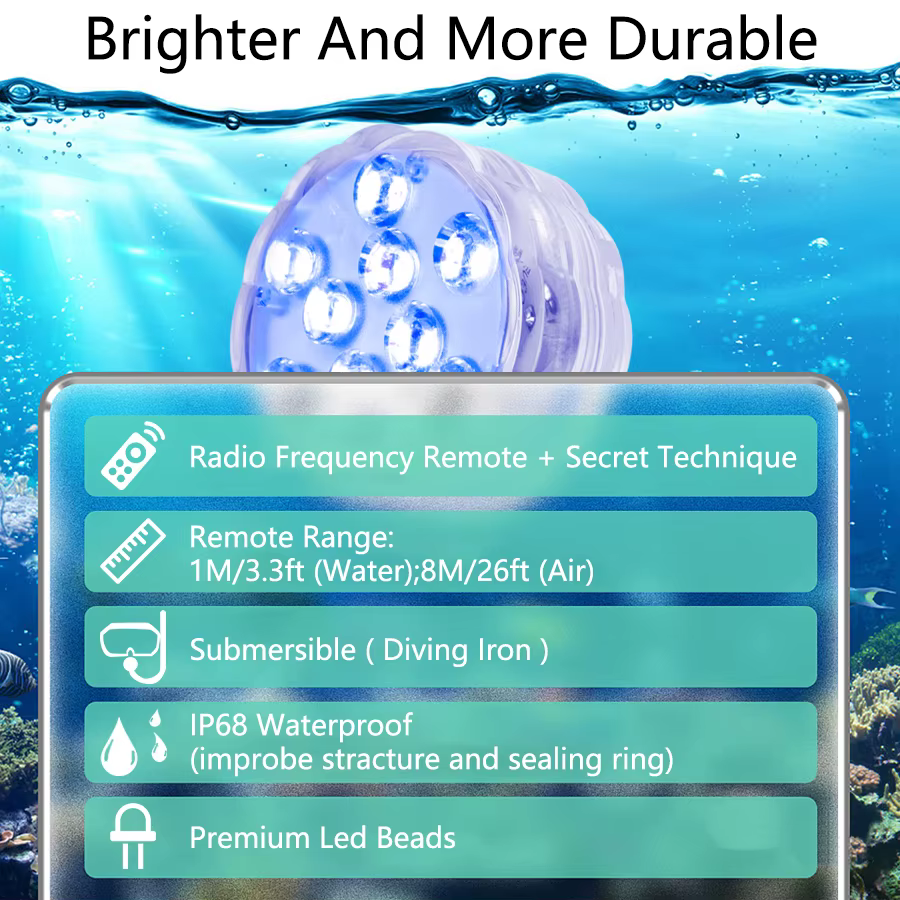 10Led piscine lumière télécommande RGB plongée poisson