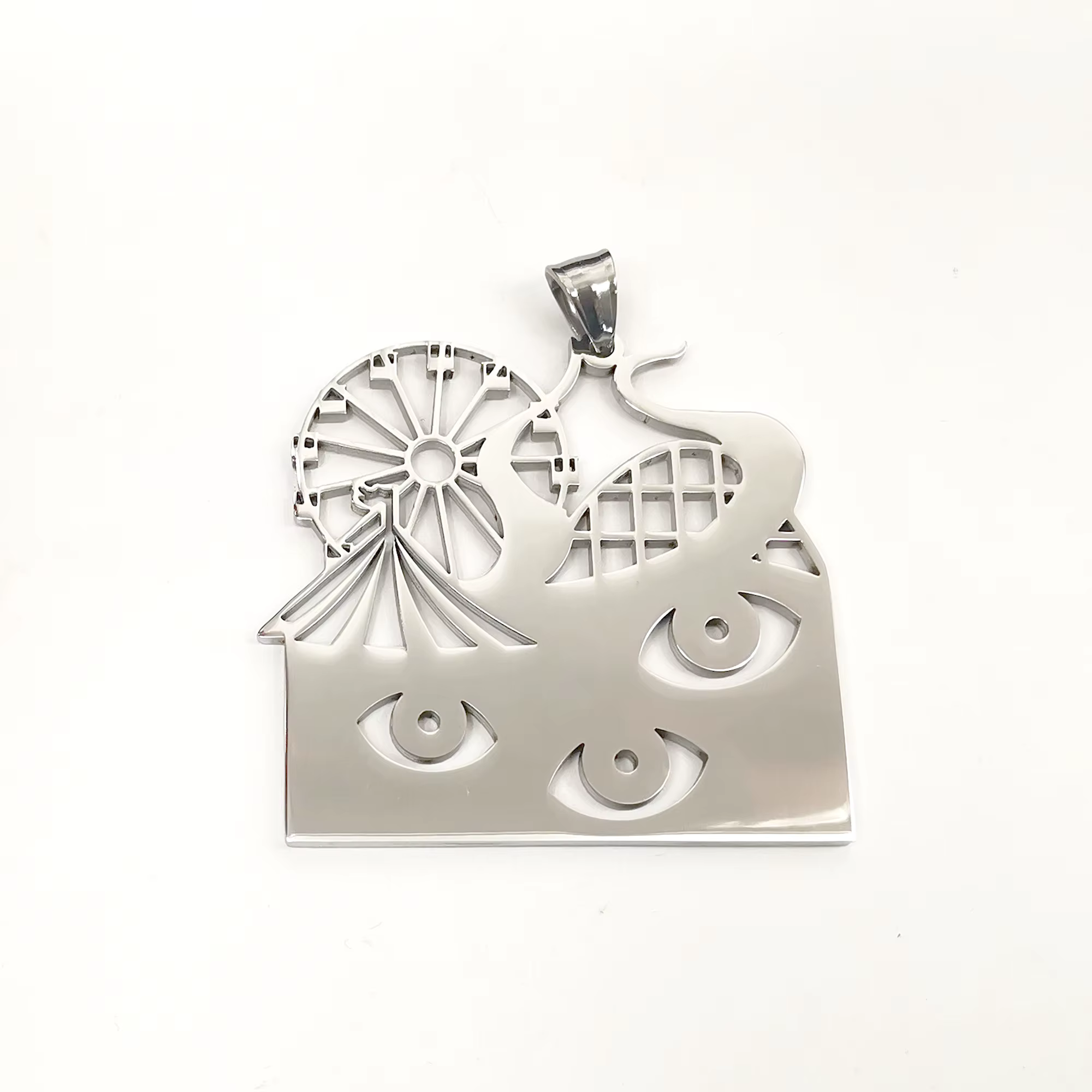 Collier en acier inoxydable, breloques, pendentif, poli, avec chaîne de 3mm et 30 pouces
