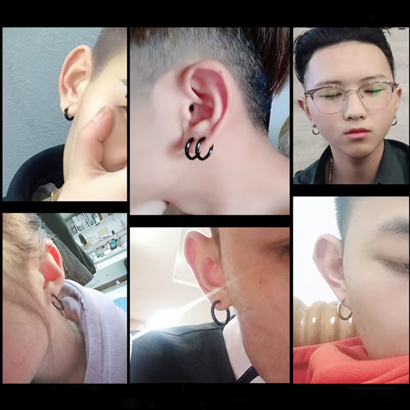1 Paire de Boucles d'Oreilles Simples et Fines en Acier Inoxydable pour Femme/Homme, Petits Cercles Anti-allergiques pour Cartilage et Tragus