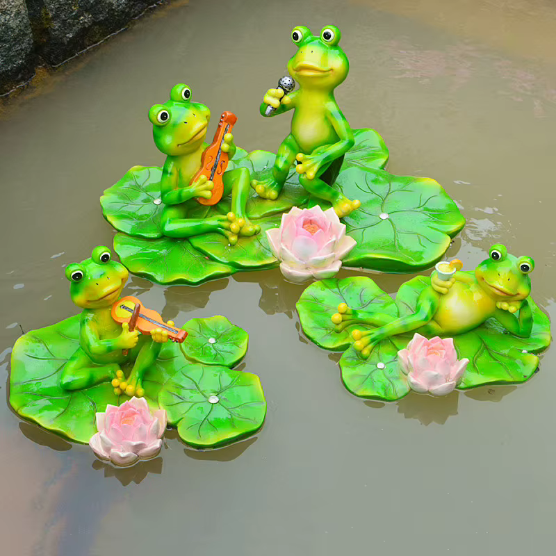 Statue de grenouille flottante en résine