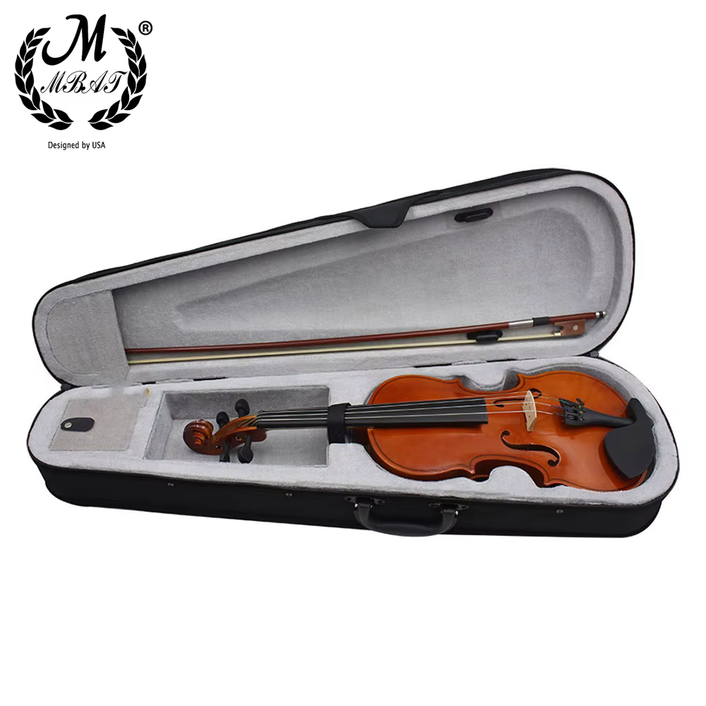 M MBAT 4/4 violon violon acoustique en bois pleine taille pour débutant Instrument à cordes de haute qualité avec étui ensemble d'accessoires de musique