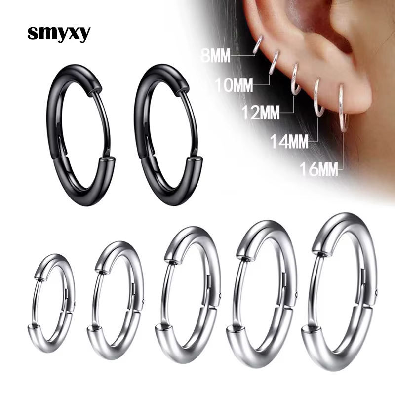 1 Paire de Boucles d'Oreilles Simples et Fines en Acier Inoxydable pour Femme/Homme, Petits Cercles Anti-allergiques pour Cartilage et Tragus