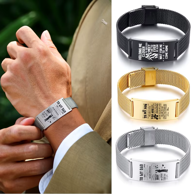Bracelet de montre en acier inoxydable pour homme, réglable, personnalisé, classique, nature intemporelle, maille