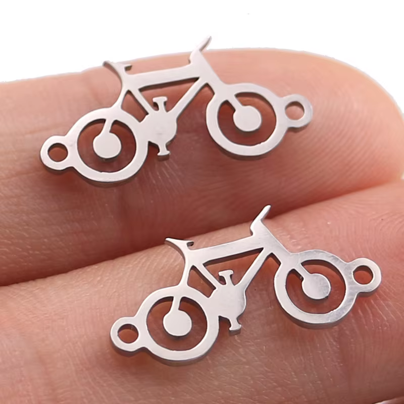Collier à breloques en acier inoxydable pour femmes et hommes, 5 pièces, vélo classique, couleur or/acier, pendentif ras du cou, bijoux de fiançailles