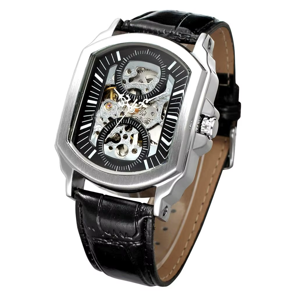 Montres pour hommes en acier inoxydable, automatiques, mécaniques, militaires, squelette, steampunk, carrées, Relogio Masculino 2026