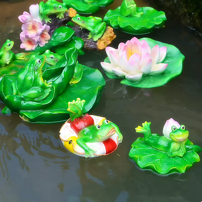 Statue de grenouille flottante en résine