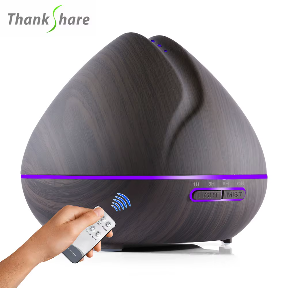 Diffuseur d'huiles essentielles télécommandé pour la maison, humidificateur, diffuseur d'arômes à ultrasons, LED, 7 documents, 300ml, 500ml