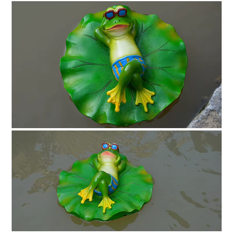 Statue de grenouille flottante en résine créative