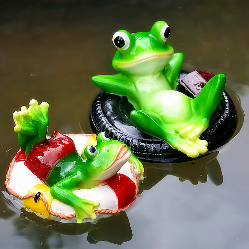 Statue de grenouille flottante en résine