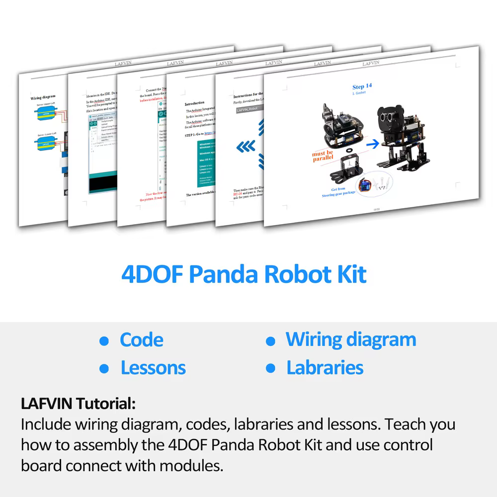 LAFVIN 4-DOF Kit Robot Panda Kit Robot dansant pour Arduino bricolage jouet électronique suivi automatique/contrôle APP