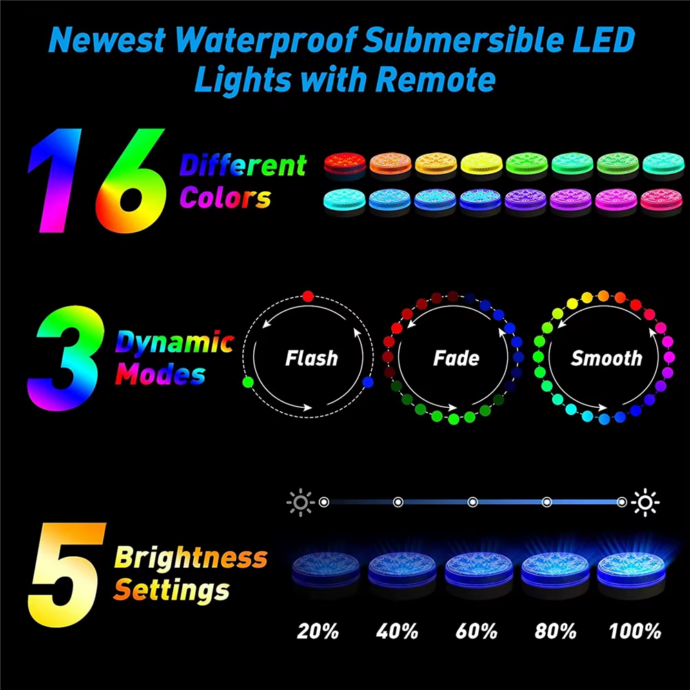 Lumières submersibles LED étanches pour piscine