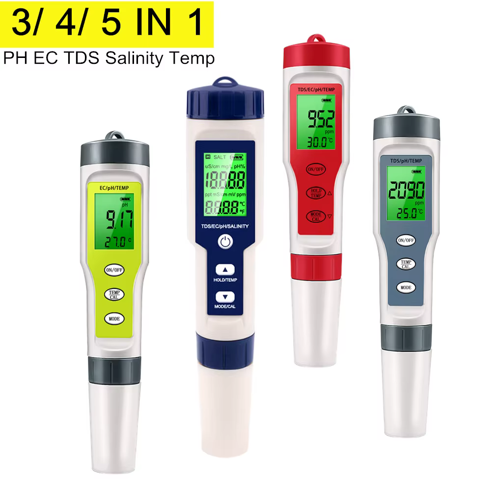 Testeur de qualité de l'eau multifonction PH/TDS/EC/testeur de salinité LCD numérique compteur de température de pureté