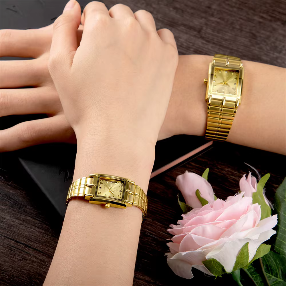 Montres-bracelets LIEBIG de luxe en acier doré pour femme et homme, montre à quartz dorée pour hommes et femmes, Relogio Masculino