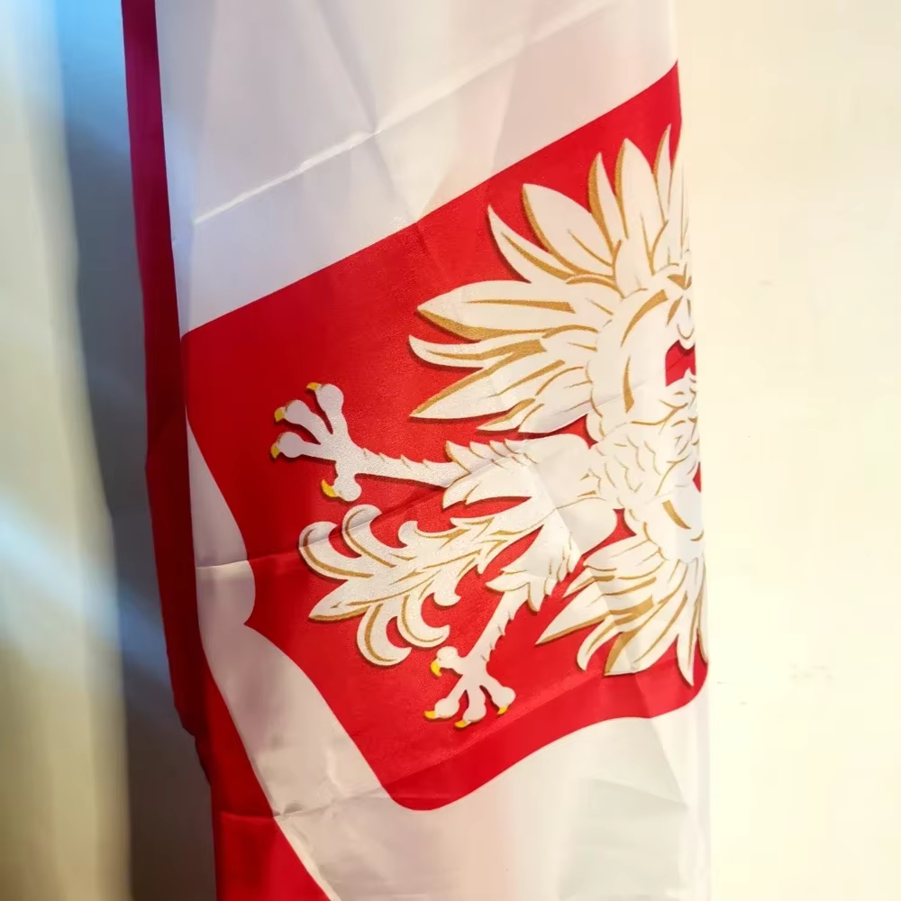 Drapeau national Pologne Eagle 90x150cm - Blanc et rouge, polyester de qualité supérieure, idéal pour la décoration extérieure, les événements de l'UE et les présentoirs patriotiques