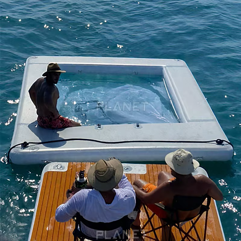Piscine gonflable pour la mer, piscine flottante en PVC de 0,9 mm, piscine anti-méduse avec filet de protection, adaptée aux yachts