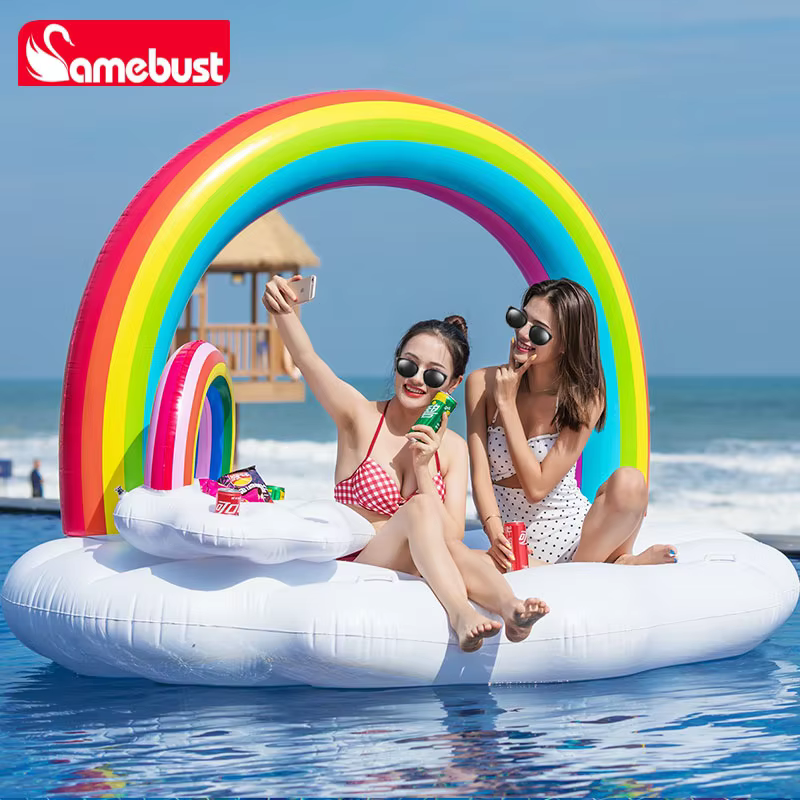 Camebust Bouée Gonflable Arc-en-ciel Flottant pour Piscine, Décoration de Fête