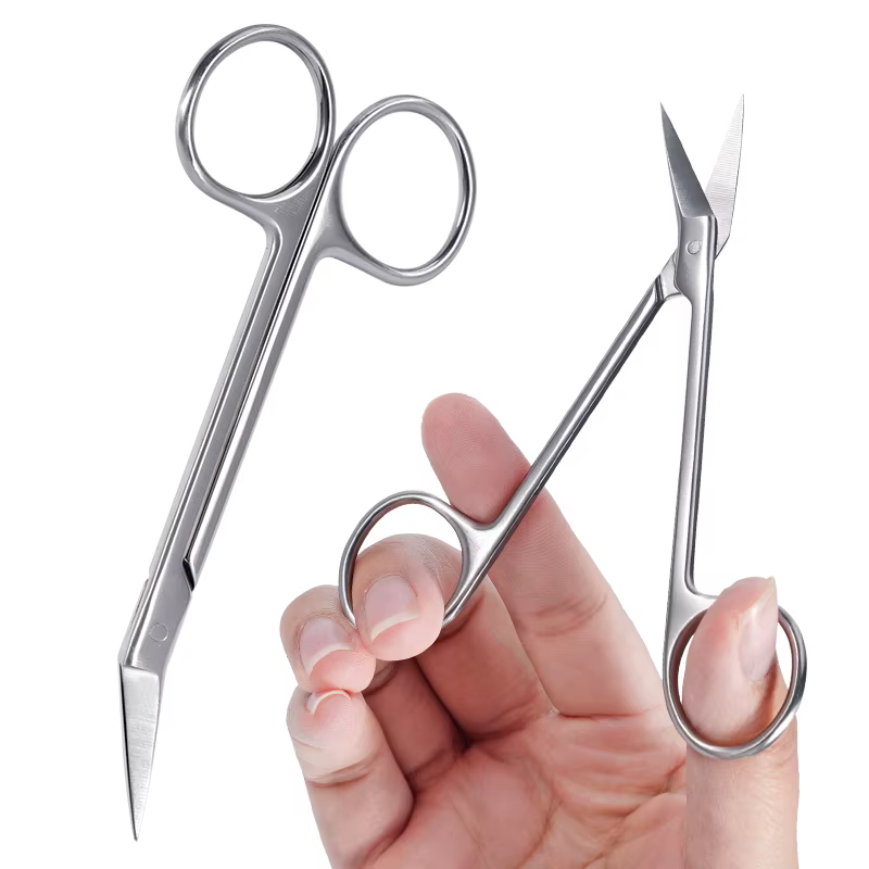 Micro ciseaux en acier inoxydable, lame à tête incurvée, ciseaux tranchants coudés, Instrument d'exploitation chirurgicale médicale ﻿