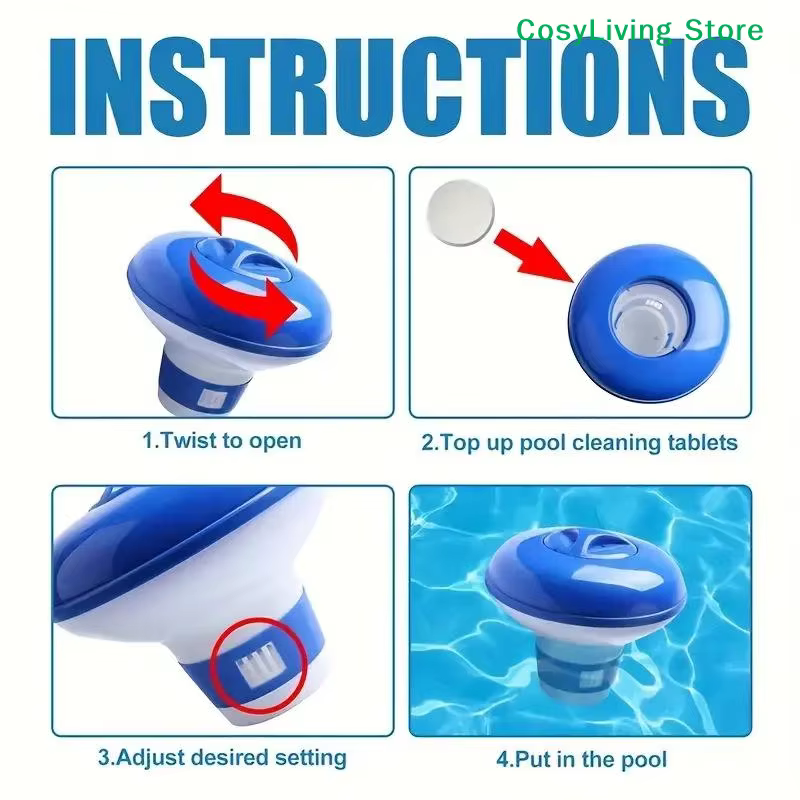 [CL] Distributeur de chlore flottant pour piscine de 5 pouces avec aérations à débit réglable et couvercle anti-fuite