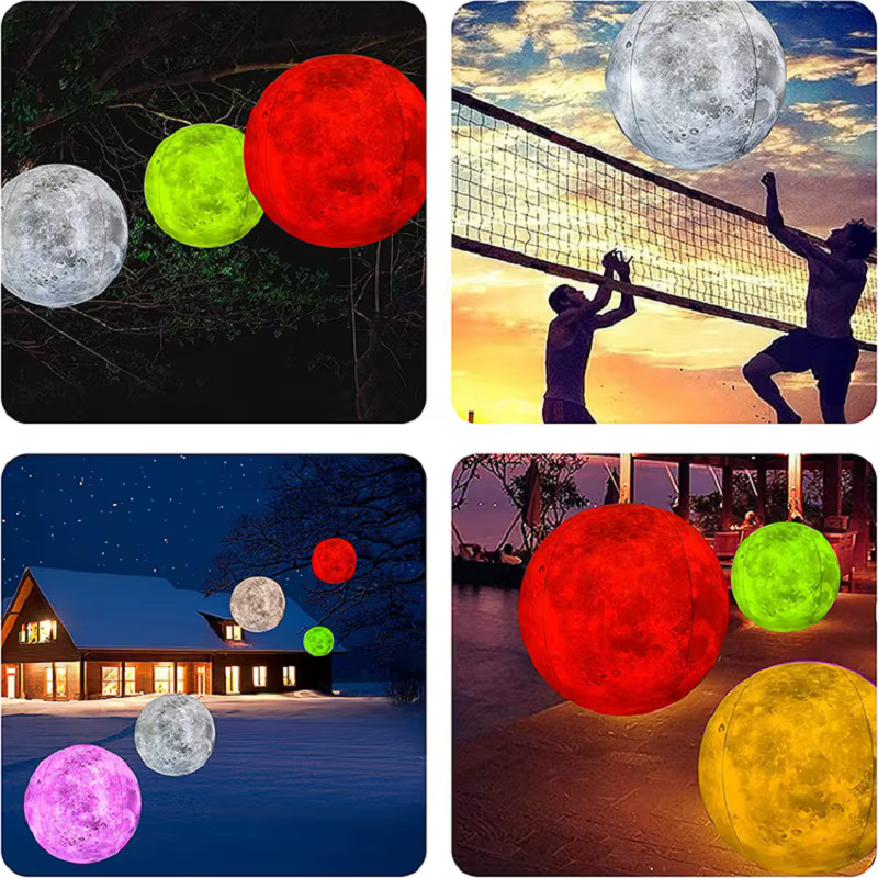 PVC40cm lune rempli led16 couleur télécommande boule lumineuse piscine extérieure disposition gonflable flottant balle de plage