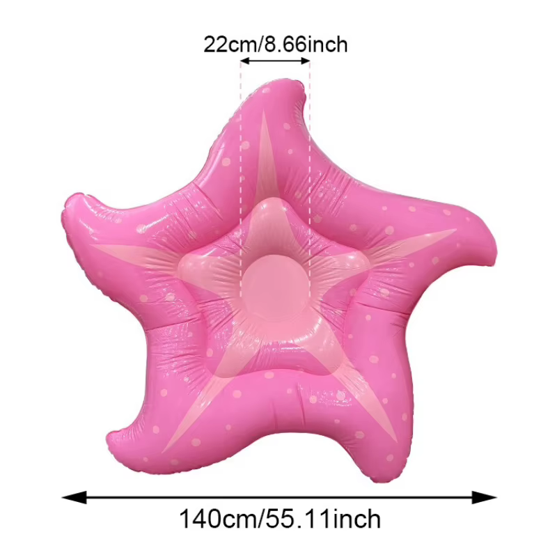 Matelas gonflable flottant en forme d'étoile rose de 140 cm pour piscine
