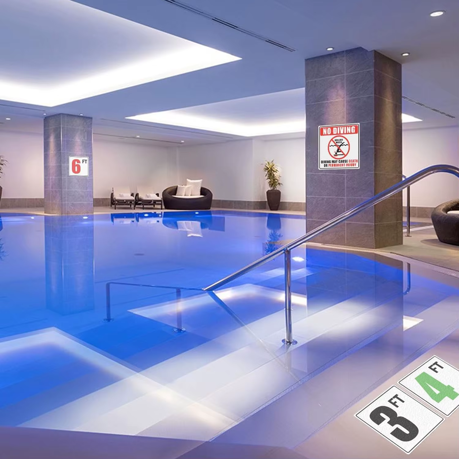 Autocollants d'avertissement de piscine d'eau peu profonde