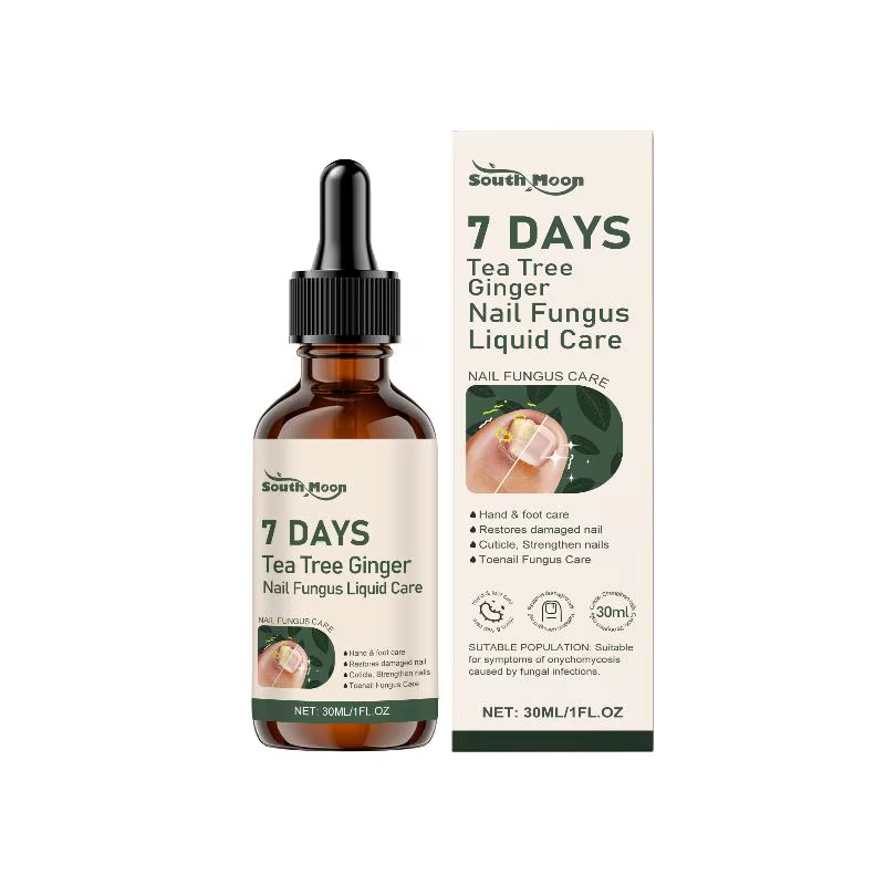 Liquide antifongique au gingembre et à l'arbre à thé pour les ongles abîmés, solution nourrissante et fortifiante pour les cuticules