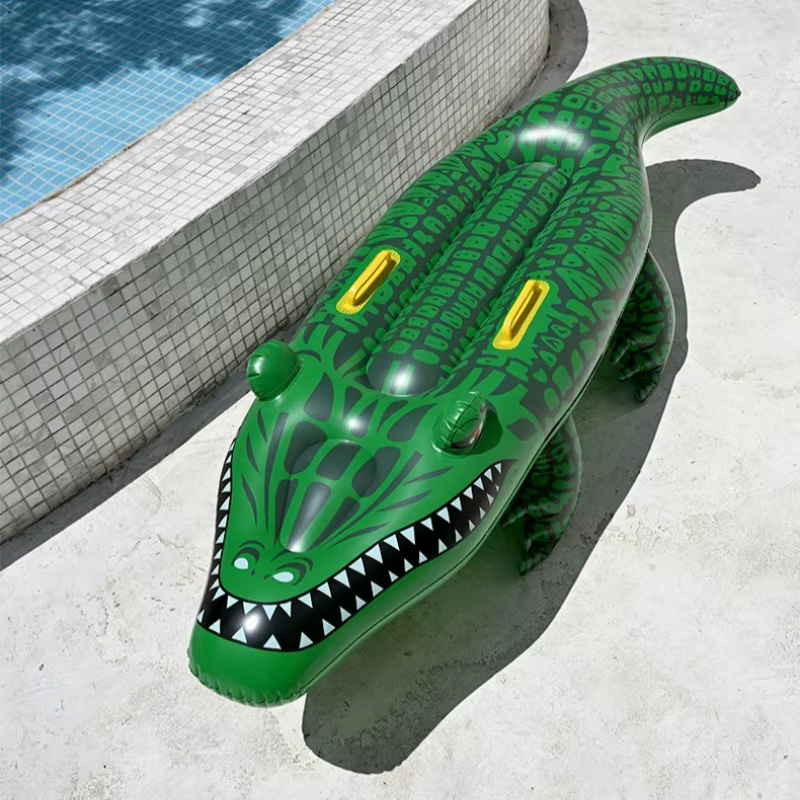 1PC Flotteur gonflable crocodile à chevaucher avec poignées