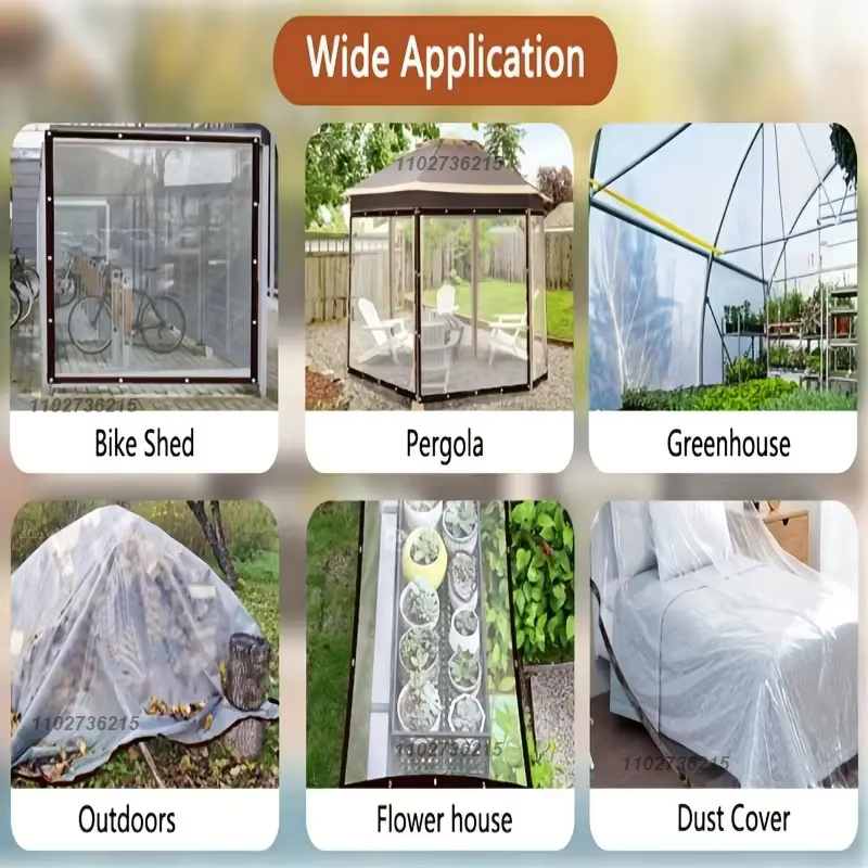 Bâche transparente imperméable légère pour ombrage et protection contre la pluie