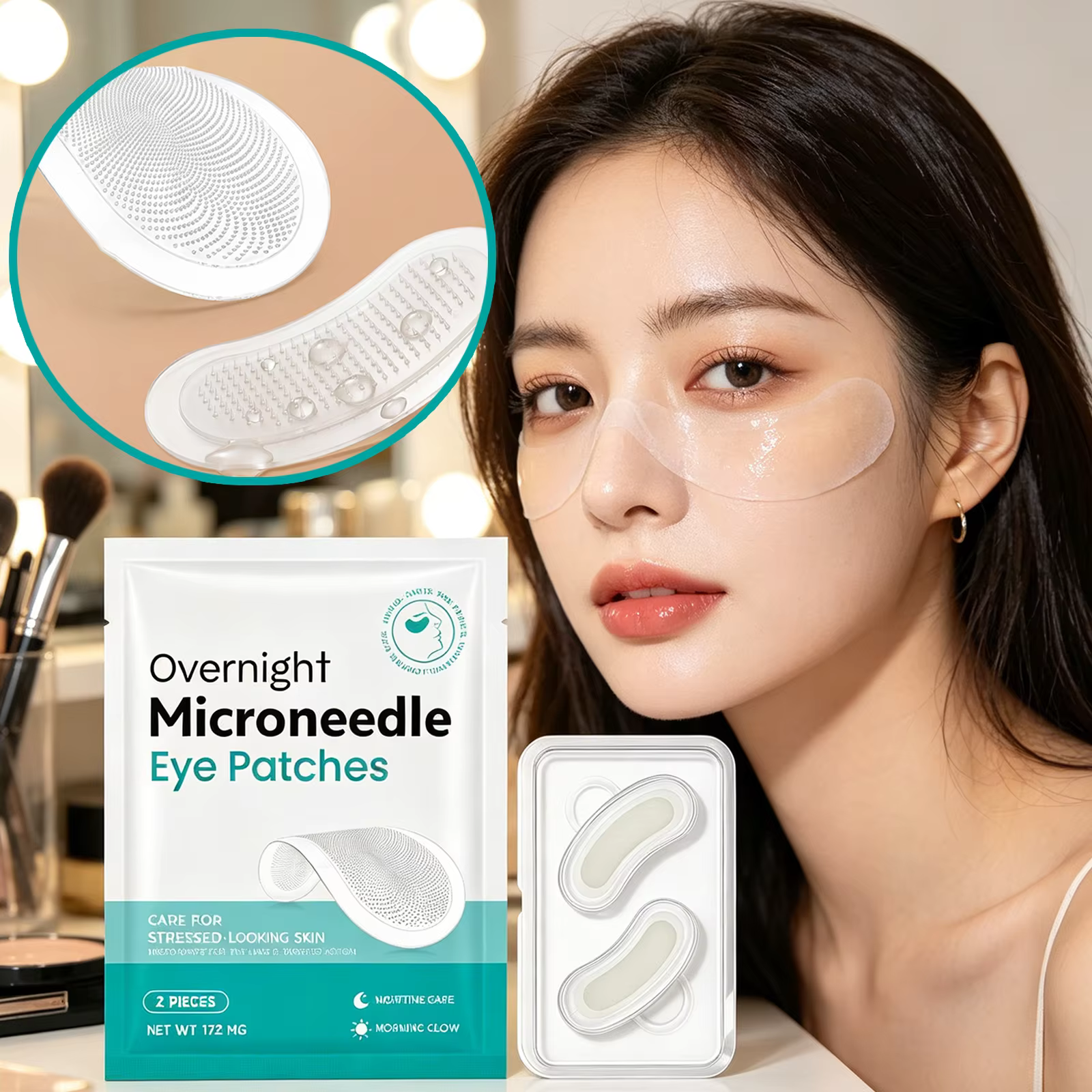 Patchs oculaires à micro-aiguilles à la vitamine E 0,25 mm : Soin stabilisant et réparateur pour peaux gercées, anti-dessèchement, nourrissant et réparateur saisonnier