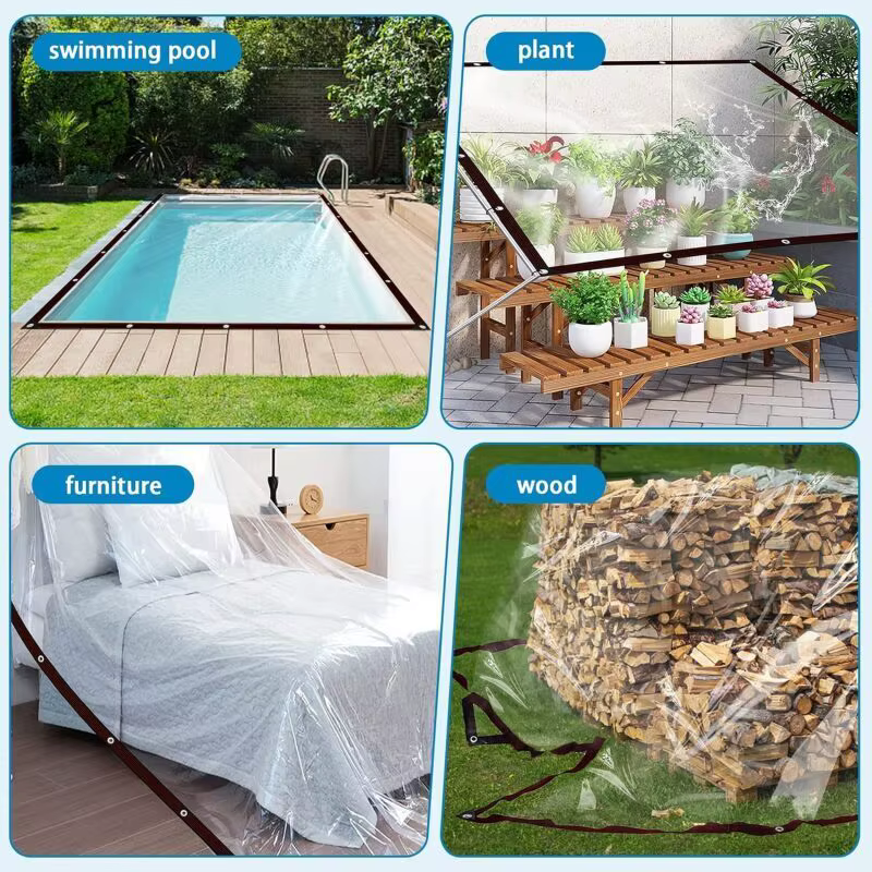 Bâche transparente imperméable avec œillets