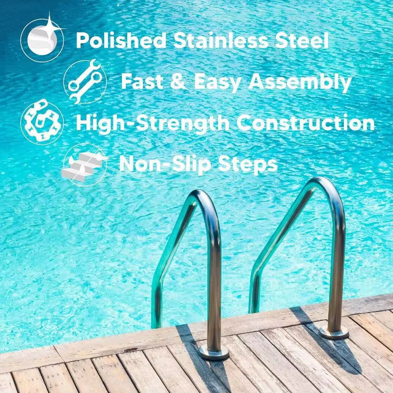 Échelle de piscine en acier inoxydable 304 à 2/3/4/5 marches