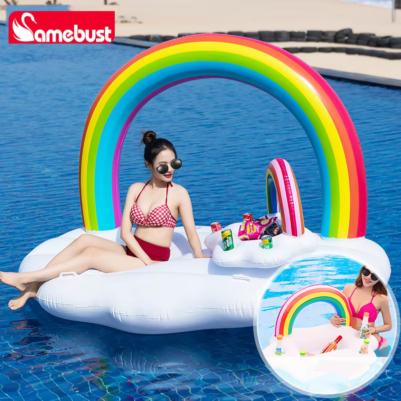 Camebust Bouée Gonflable Arc-en-ciel Flottant pour Piscine, Décoration de Fête