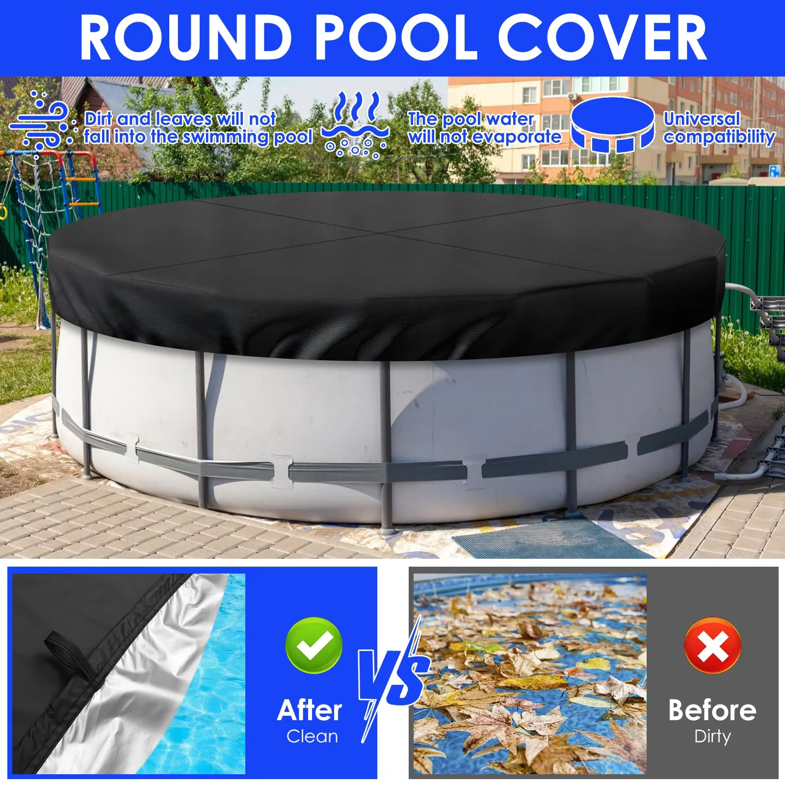 Couverture de piscine ronde avec cordon de serrage