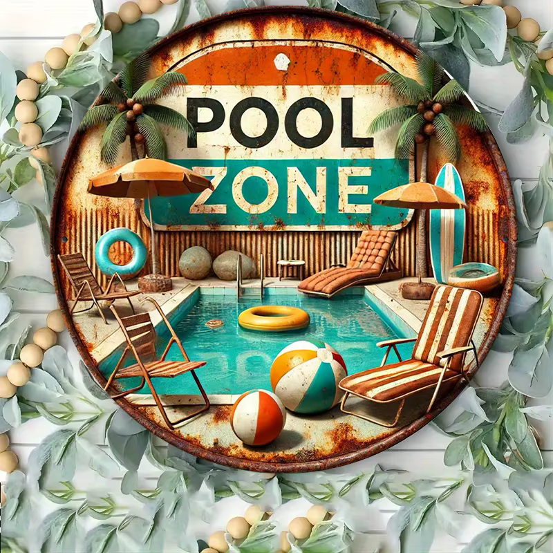Panneau métallique rétro pour piscine
