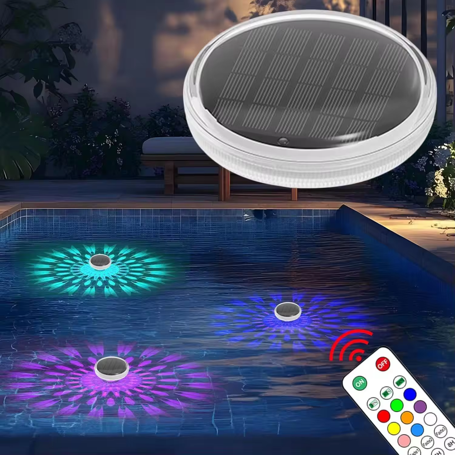 Lumières solaires flottantes pour piscine
